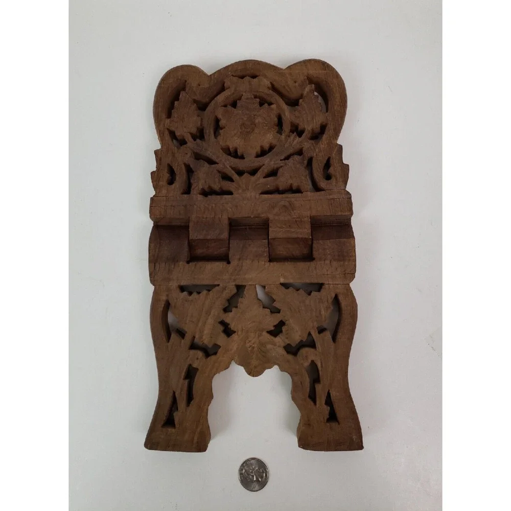 Hand Carved Wood Large Book/Bible Stand Holder Foldable